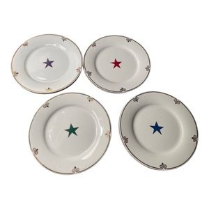 Set of 8 Pier 1 White Porcelain ‘Celebration’ Star Salad Plates 7-1/2”